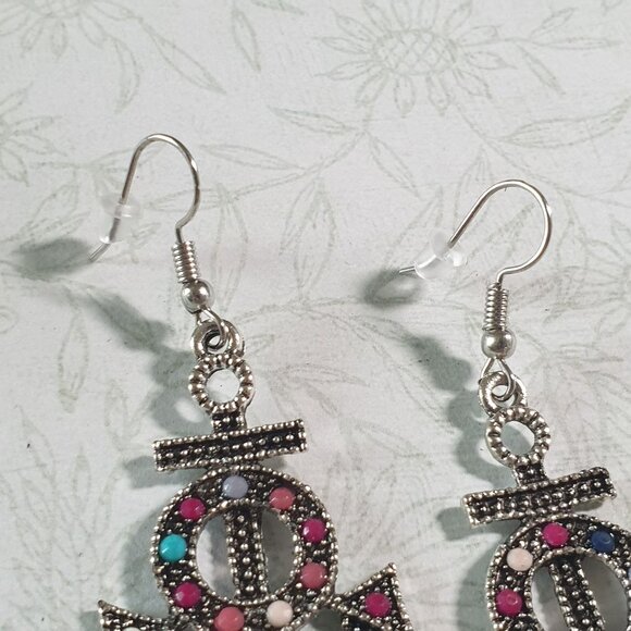 Anchor Inspired Dangle Earrings Women Nautical Beach Core Vacation Cruise Ship - Picture 2 of 6